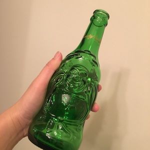 Vintage True Religion Green Glass Decorative Bottle